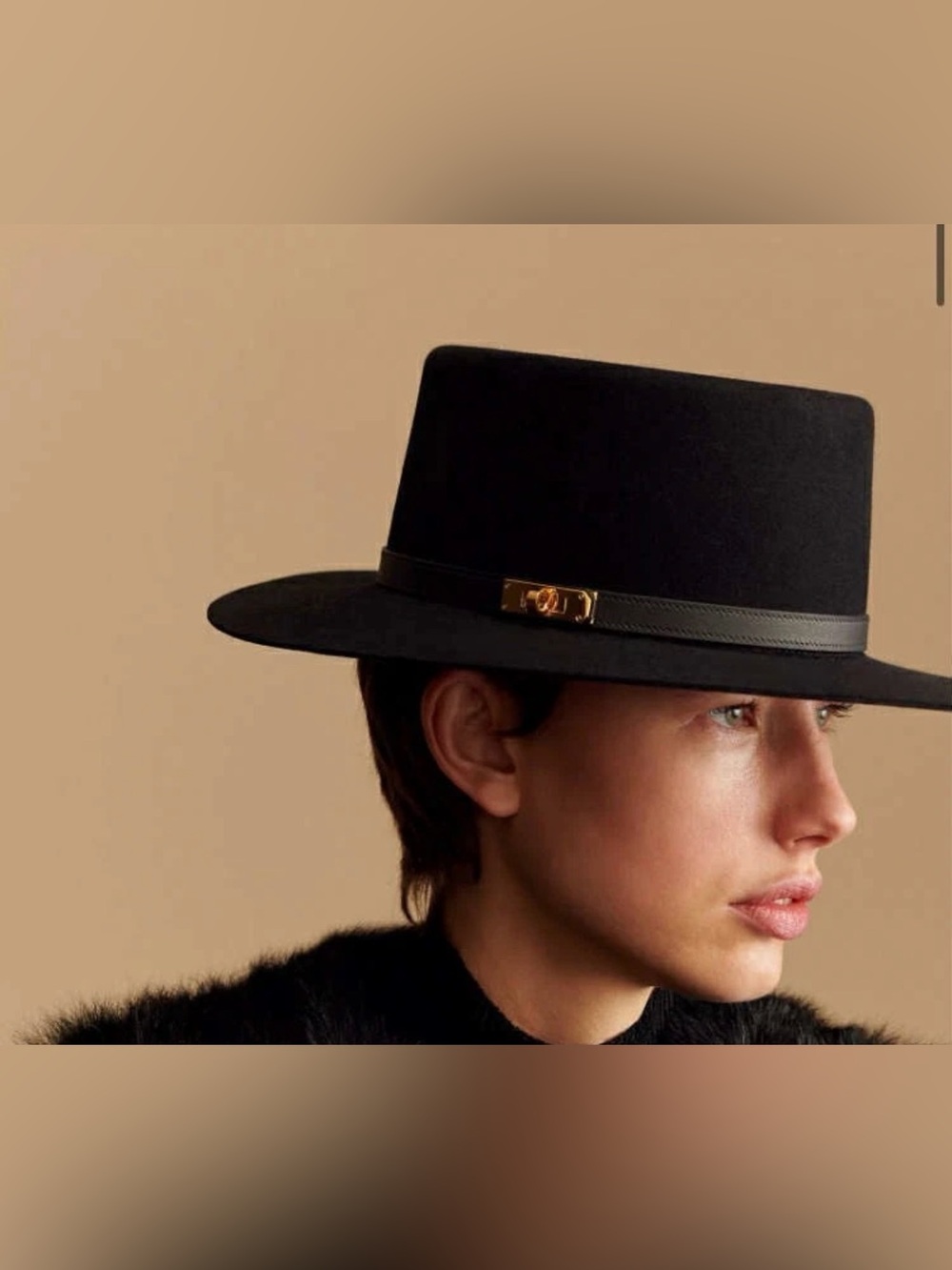 Hermes Black Hampton Fedorda rabbit Hat 57 - Picture 3 of 4